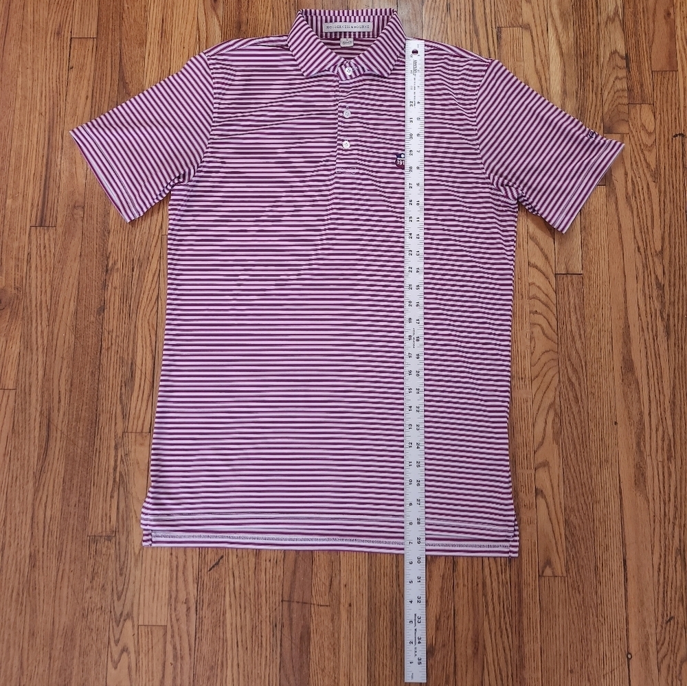 Houlderness And Bourne Mens Striped Golf Polo Size Small Pink White Tailord Fit - Picture 3 of 6